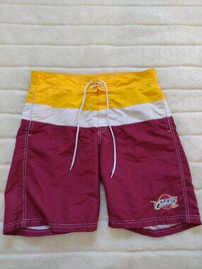 NBA Men's Board Shorts Swim Trunks Cleveland Cavaliers Medium Red Yellow